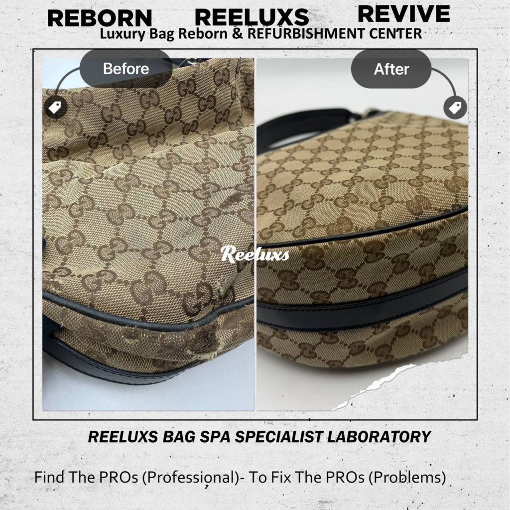 GG Canvas Hobo Bag Fabric Peeling Oxidation Faded Leather — frame 3