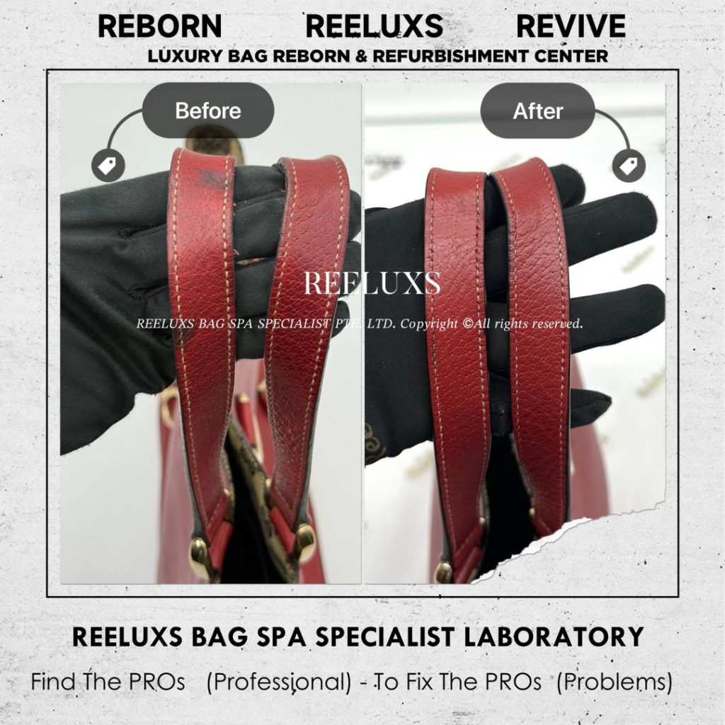 Red Leather Abbey tote bag Handle Leather Peeling Trim Oil Edge — frame 1