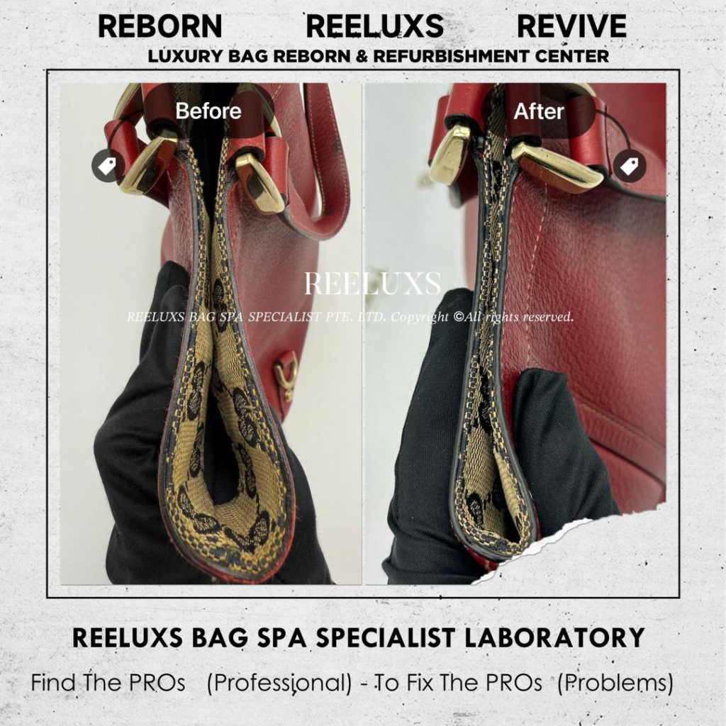 Red Leather Abbey tote bag Handle Leather Peeling Trim Oil Edge — frame 3