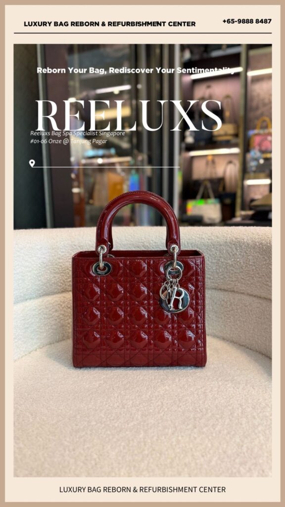 Striking Red Lady Dior Patent Leather Oxidation Metal Plating — frame 2