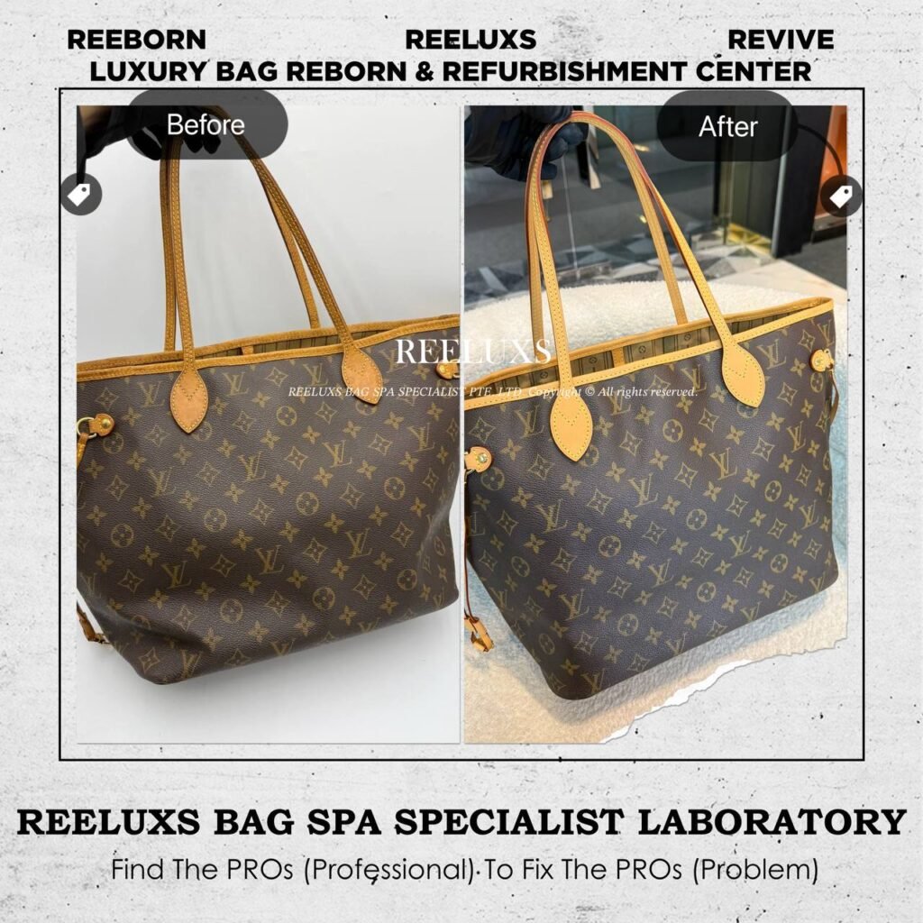 Neverfull Tote Bag Broken Vachetta Drawstring Oxidation Pocket Coating Layer — frame 1