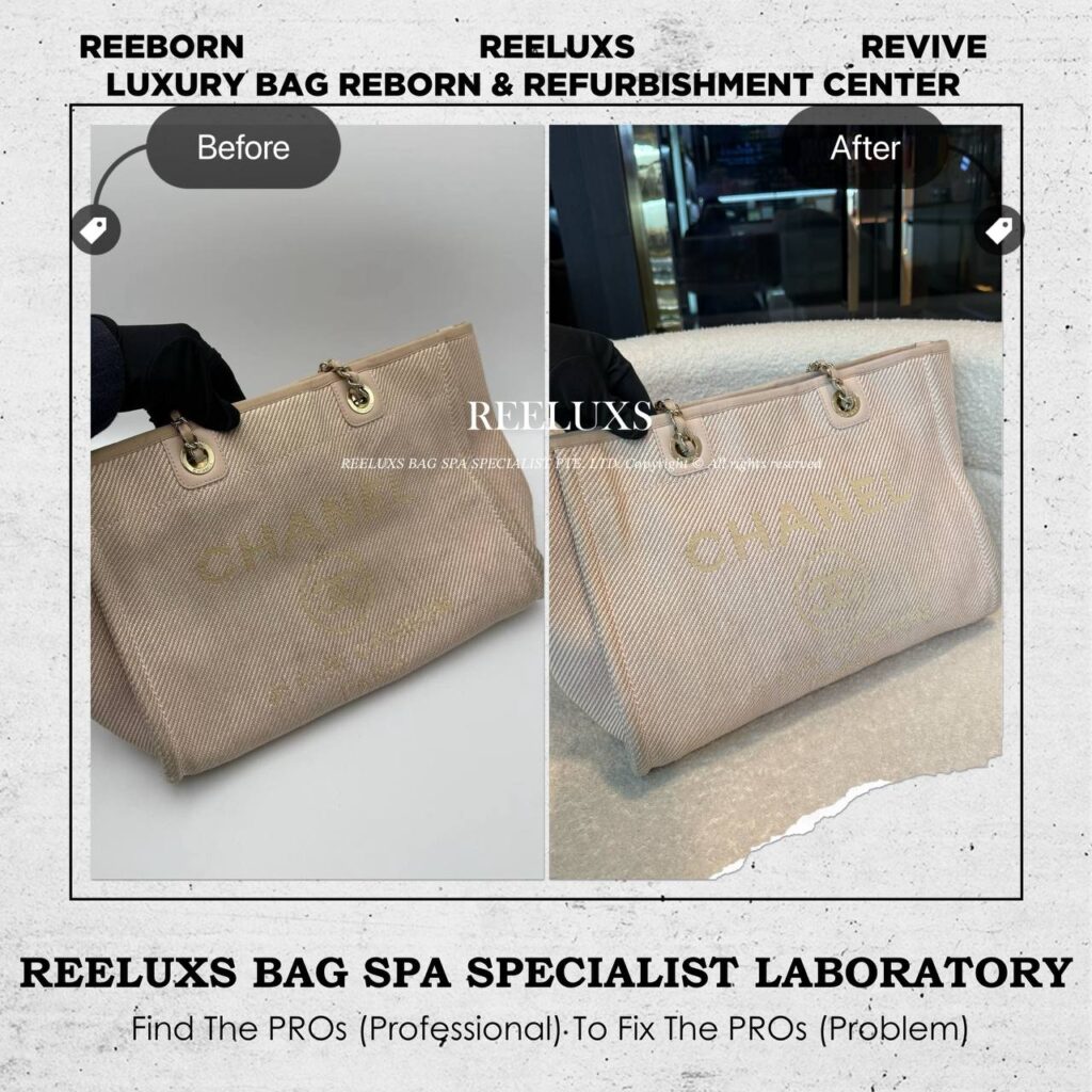 Deauville Tote Bag Light Pink Canvas Black Stain Marks Faded Corners — frame 1