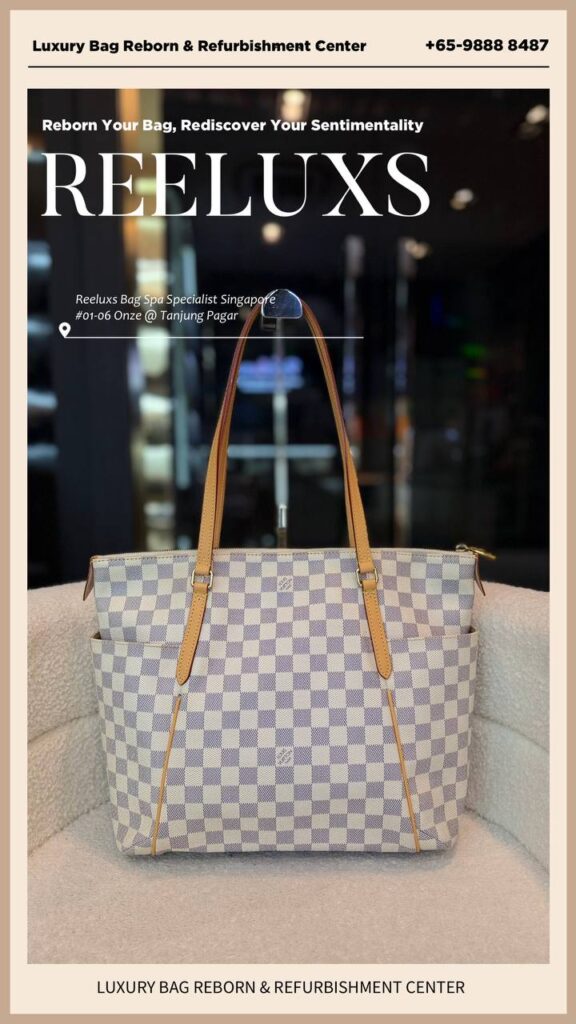 Damier Azur Totally Bag Vachetta Handle Piping Side Leather — frame 2
