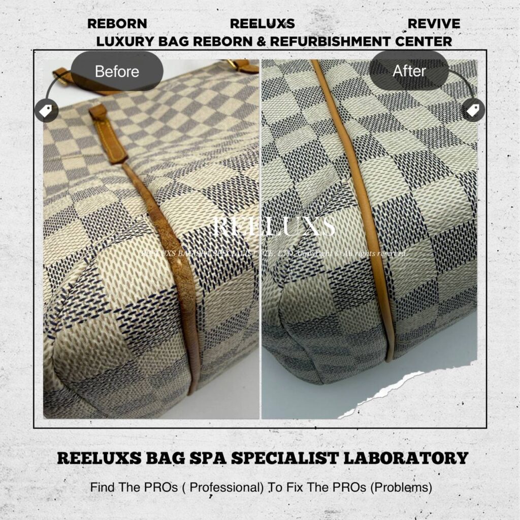 Damier Azur Totally Bag Vachetta Handle Piping Side Leather — frame 3