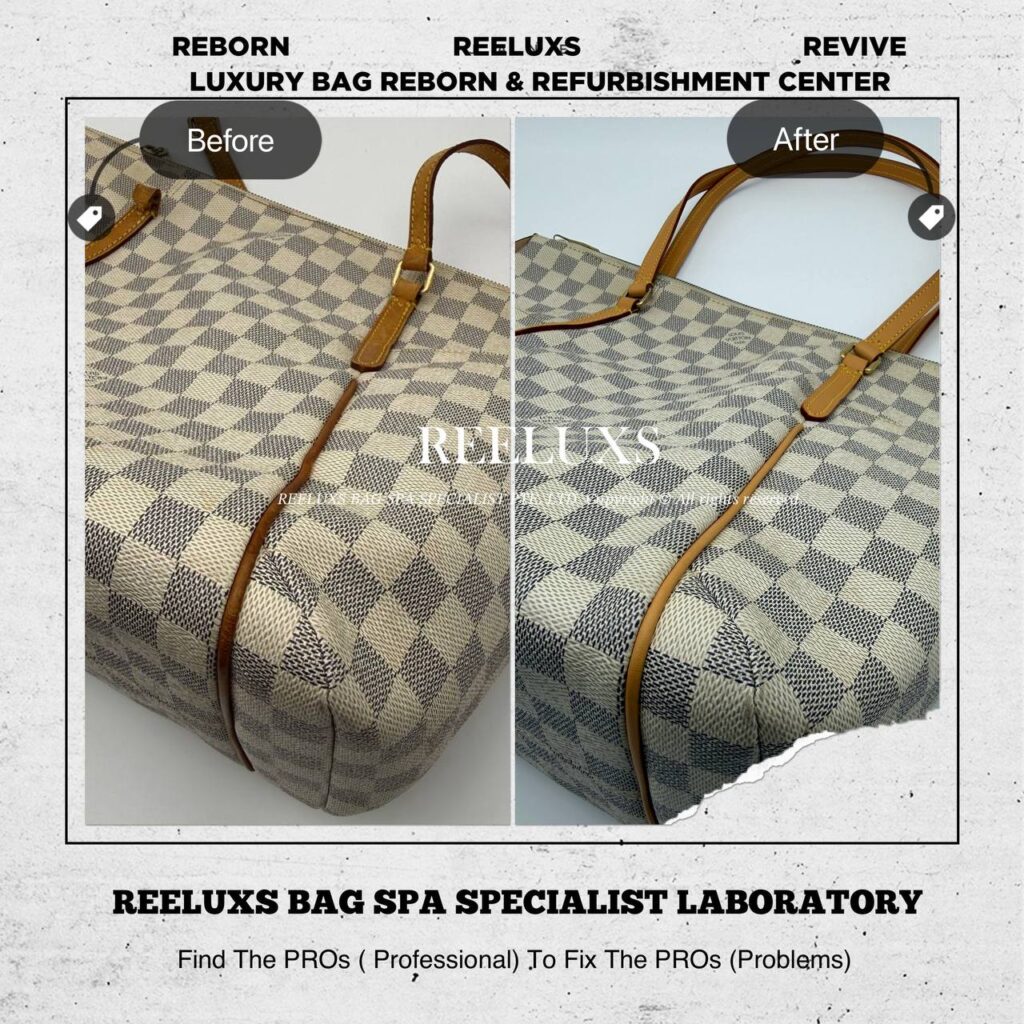 Damier Azur Totally Bag Vachetta Handle Piping Side Leather — frame 4