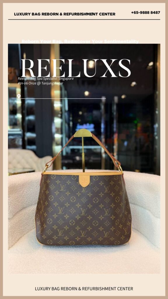 Monogram Delightful Shoulder Bag Vachetta Leather Cracking Oxidation Inner Lining Stain Metal… — frame 2